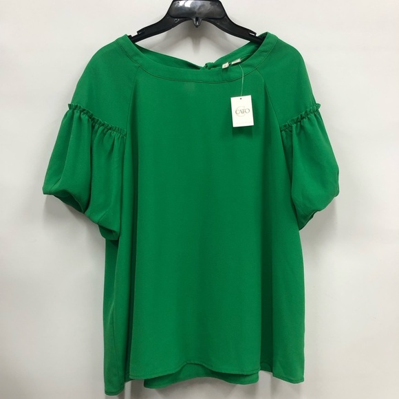 Green Cato Blouse with Puffed Sleeves size large - Picture 1 of 11